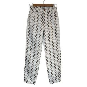 Reformation Jeans Women 23 Ivory Mod High Rise Straight Leg Retro Print Groovy